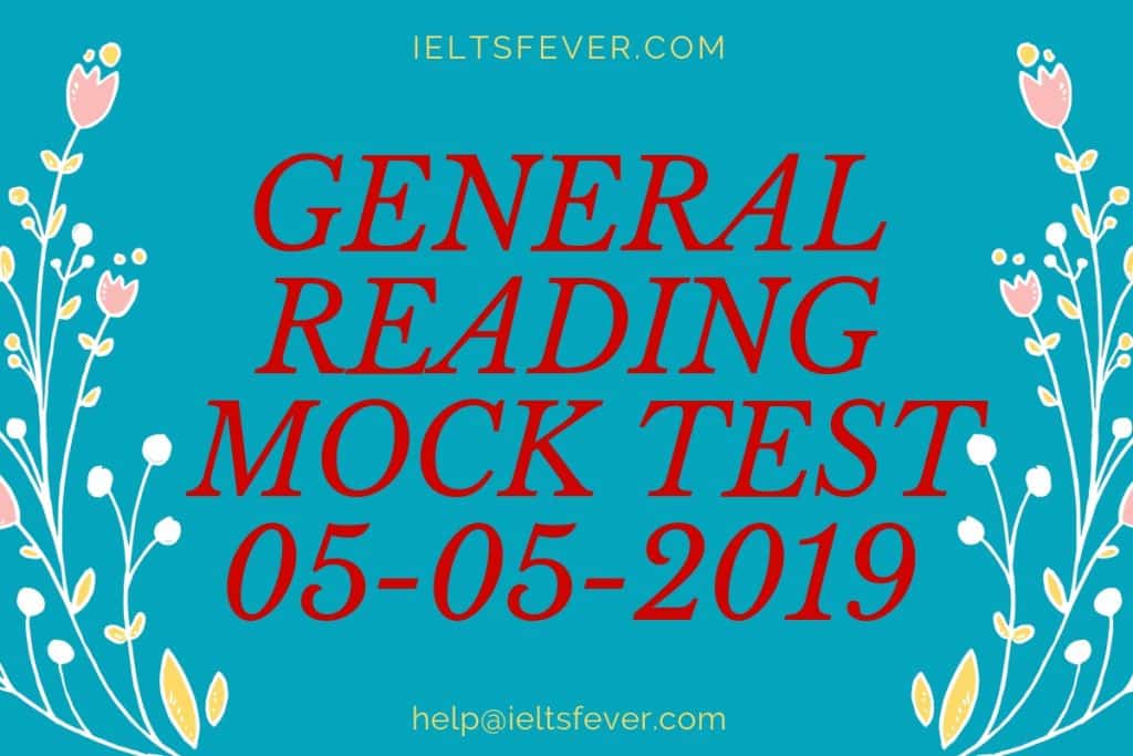 General Reading mock Test 05-05-2019