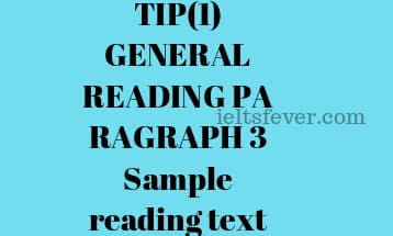 TIP(1) GENERAL READING PARAGRAPH 3 Sample reading text