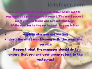 Write a letter to the manager of the restaurant