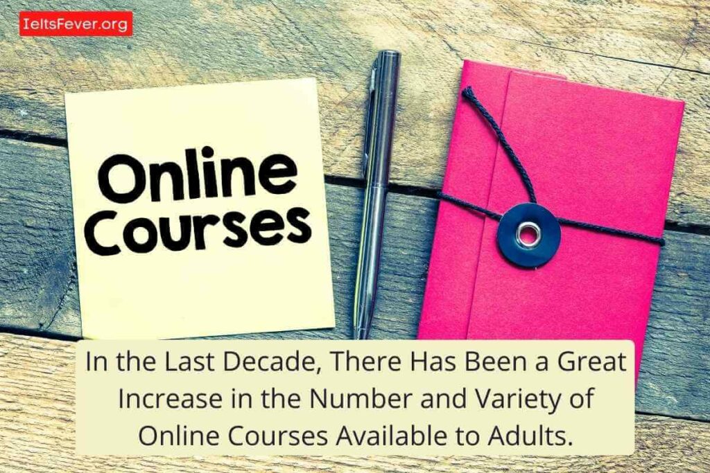 In the Last Decade, There Has Been a Great Increase in the Number and Variety of Online Courses Available to Adults. Online Study