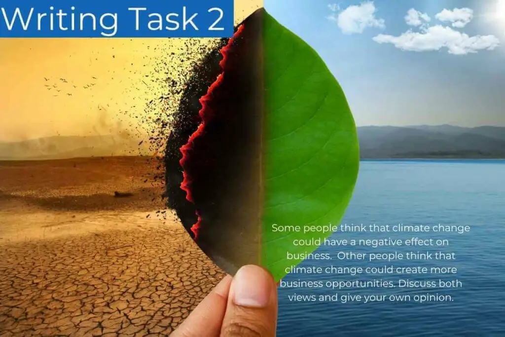 Some people think that climate change could have a negative effect on business. Other people think that climate change could create more business opportunities. Discuss both views and give your own opinion.