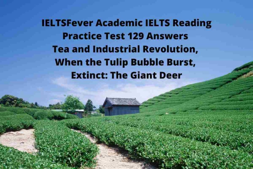 IELTSFever Academic IELTS Reading Practice Test 129 Answers Tea and Industrial Revolution, When the Tulip Bubble Burst, Extinct: The Giant Deer