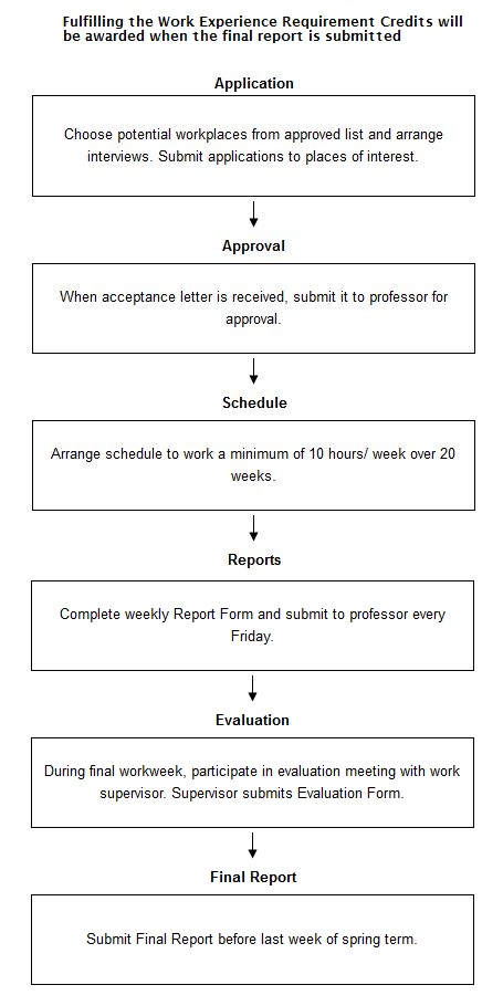 The flowchart below shows the process involved in completing the work experience requirement for university students