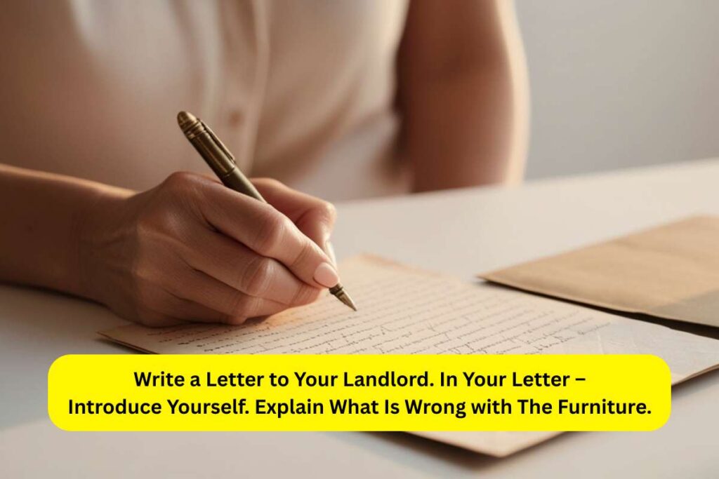 Write a Letter to Your Landlord. In Your Letter – Introduce Yourself. Explain What Is Wrong with The Furniture.